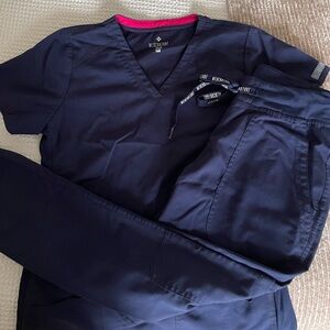 medcouture women’s xs navy blue scrub set
